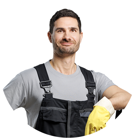 Gebäudereiniger in Arbeitskleidung